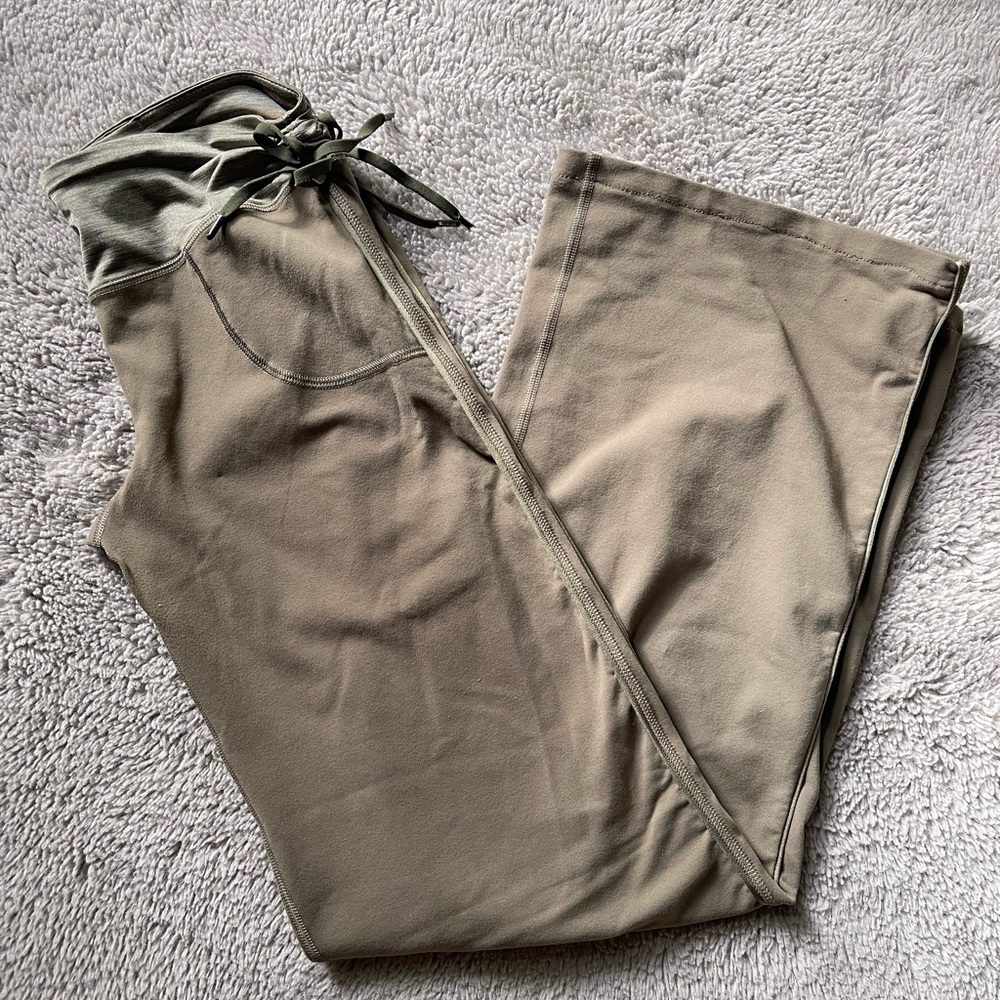 Lululemon Wide Leg Crop Pants Rare Olive Tall Side Tie Leggings